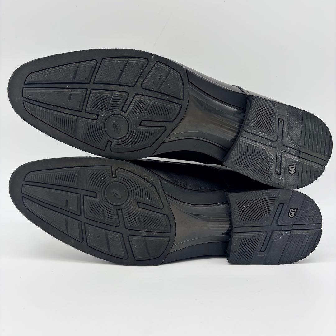 【美品】アシックスランウォーク ストレートチップ 25.5cm 黒 外羽根 革靴