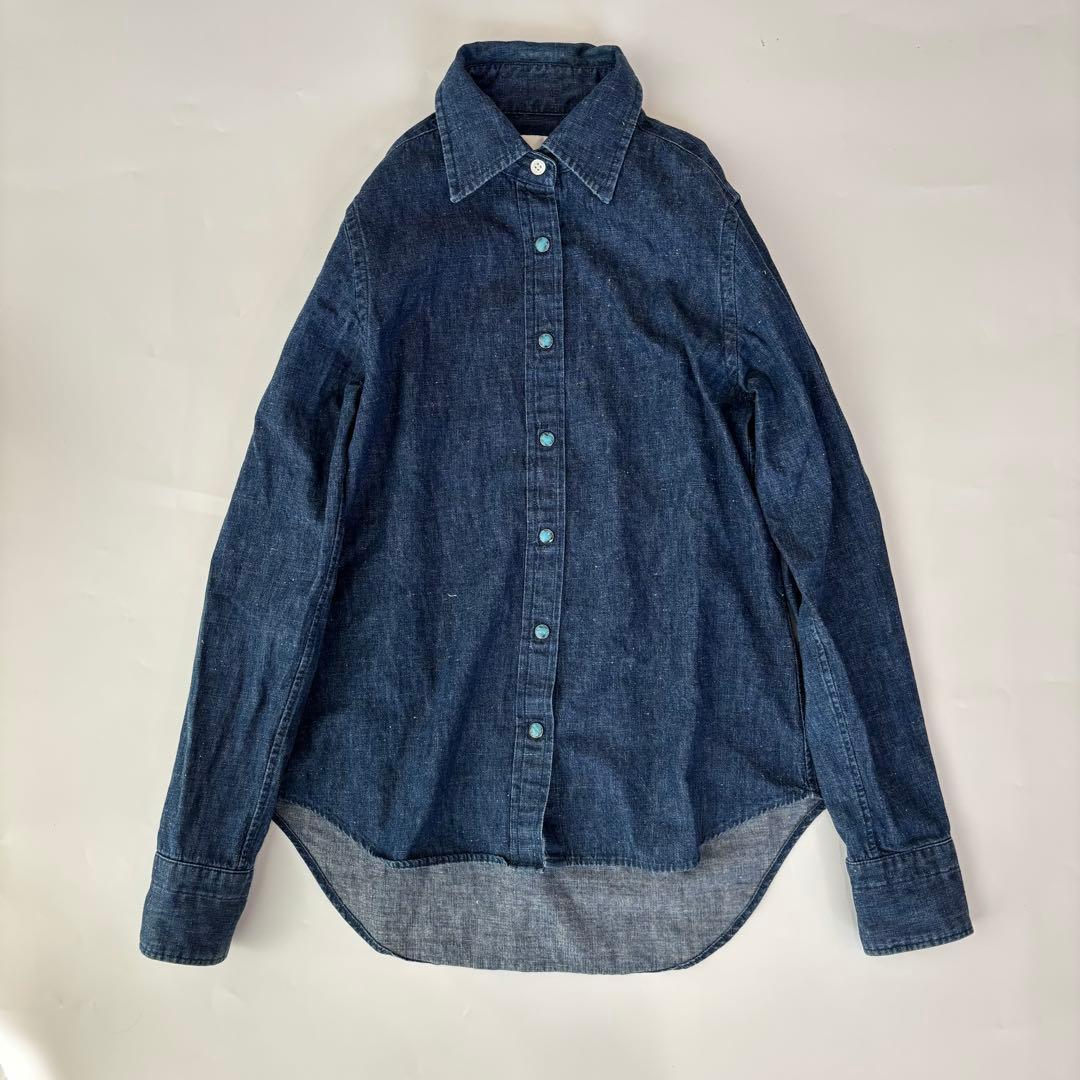 美品 ウィムガゼット デニムシャツ 長袖 羽織 ブルー - メルカリ