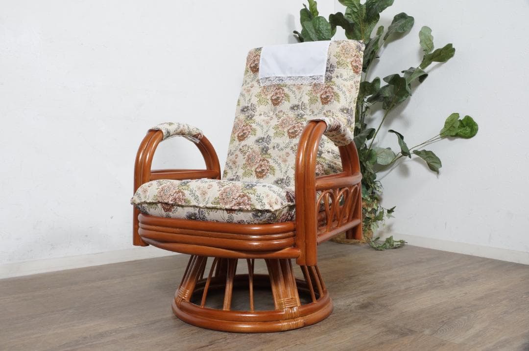 アジアンテイスト　高級籐　ギア回転リクライニング座椅子 楽天市場】【直送】 籐ギア回転座椅子 ハイタイプ - 座面高37cm