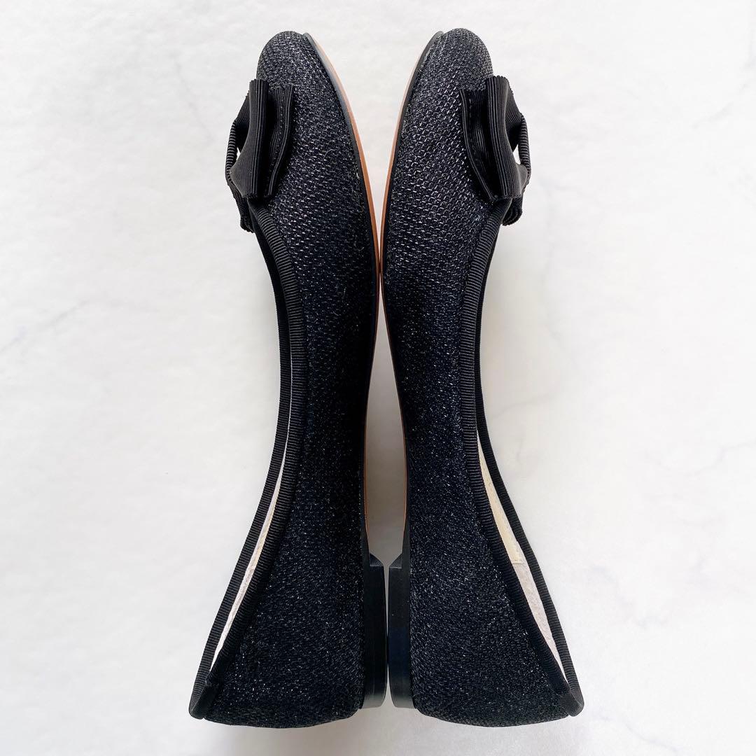 LANVIN en Bleu バレエシューズ リボン ブラック 黒 23.5cm