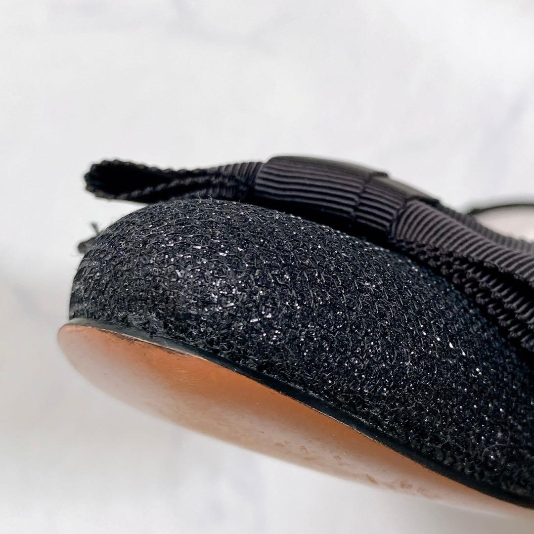 LANVIN en Bleu バレエシューズ リボン ブラック 黒 23.5cm