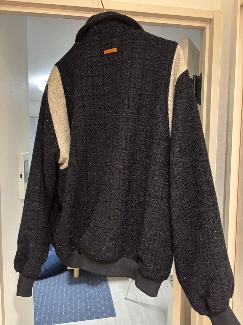 Camphor wood 花刺繍ラメツイードスタジャン BLK Lサイズ