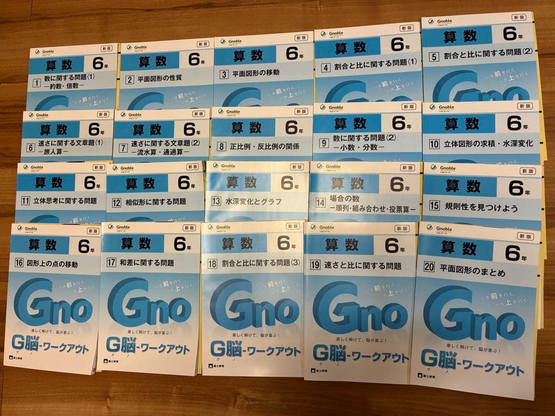 6年生 算数 グノーブル G脳グノワークアウト　全20冊 富士教育 小6 グノーブル G脳ワークアウト 算数 1～20 新版 通年セット