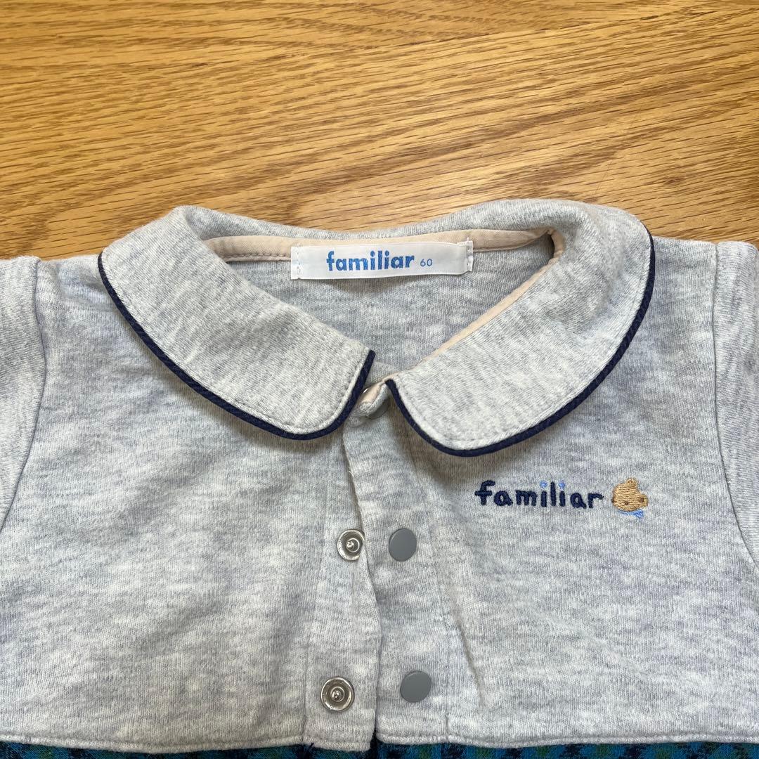 familiar チェック柄ロンパース 60 - メルカリ