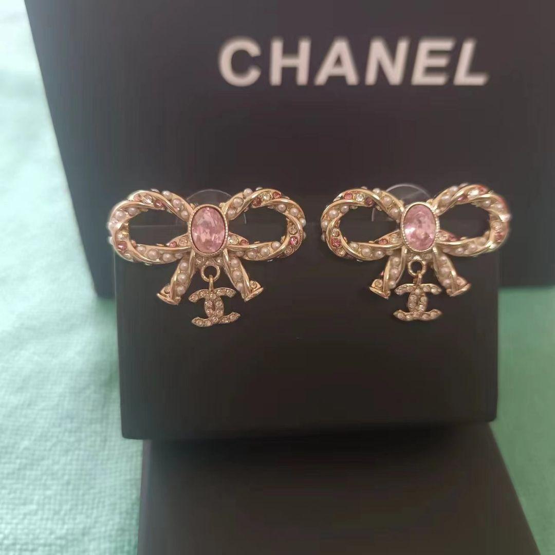 CHANEL シャネル ピアス リボン ピンク