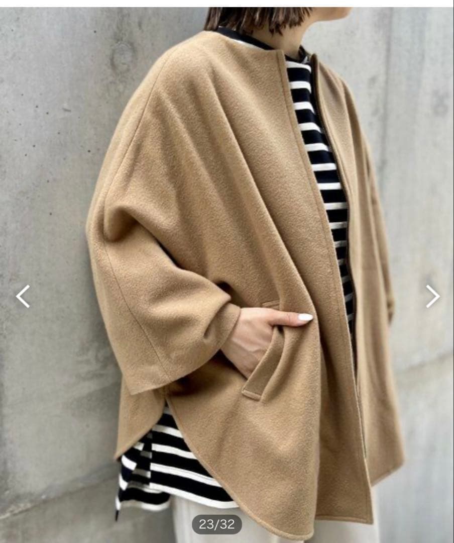 BEARDSLEY ビアズリー ウールポンチョコート キャメル - メルカリ