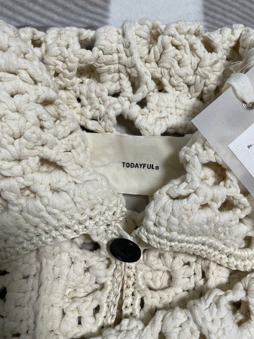新品TODAYFUL Crochet Knit Shirtsエクリュ