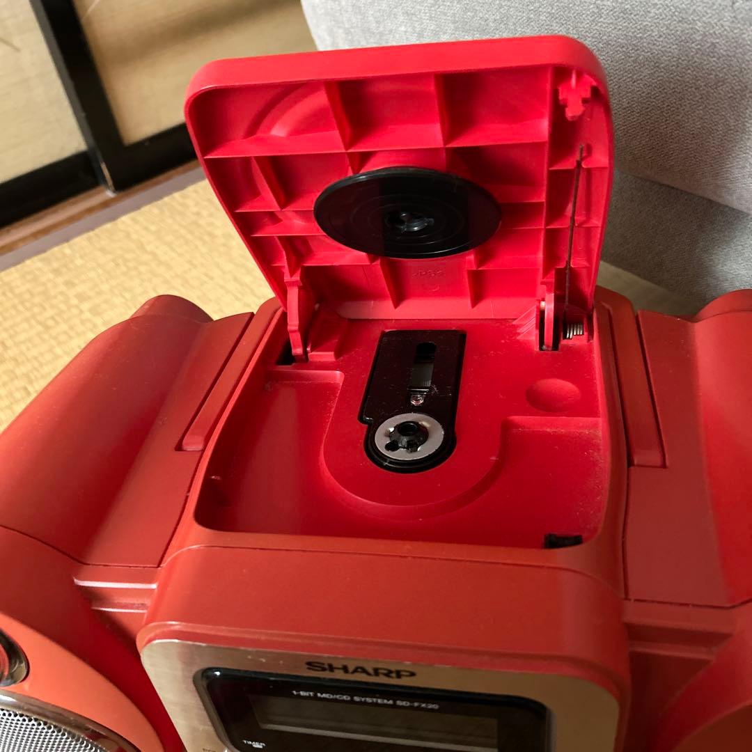 SHARP】MDコンポ CD ラジオ レトロ 赤 珍しい ヴィンテージ - メルカリ