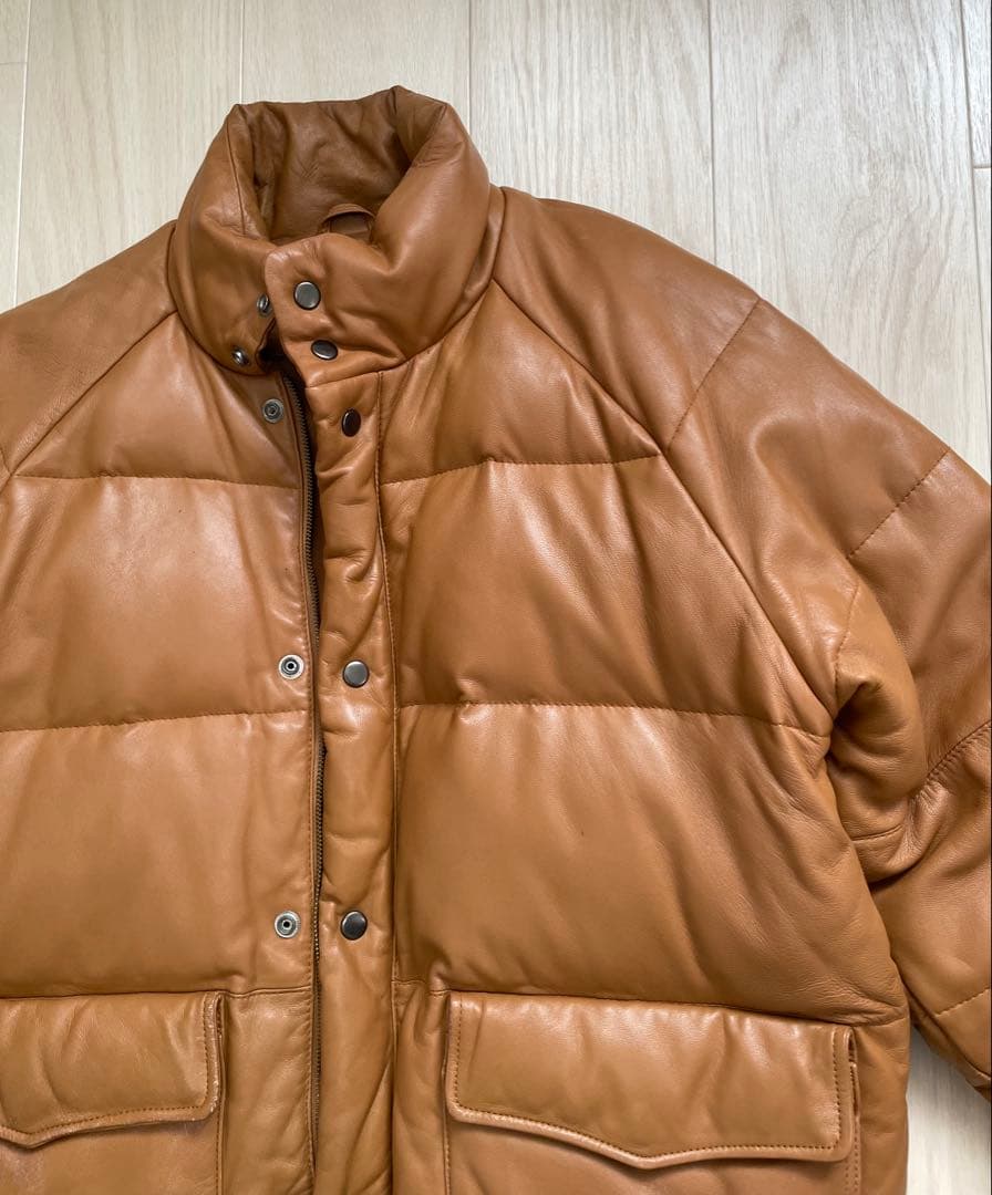 レザーダウンジャケット キャメル 茶色 ブラウン 肉厚 キムタク 木村
