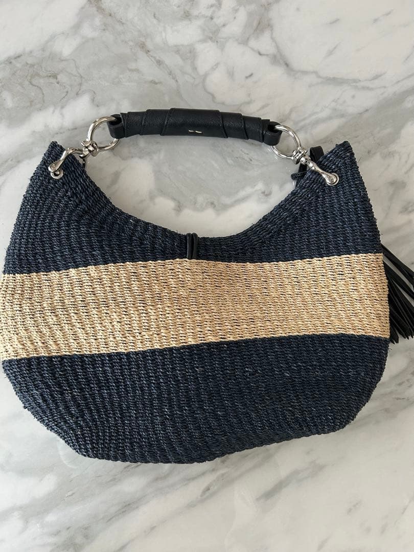 美品 TOFF&LORDSTONE トフ＆ロードストーン ストライプ かごバッグ