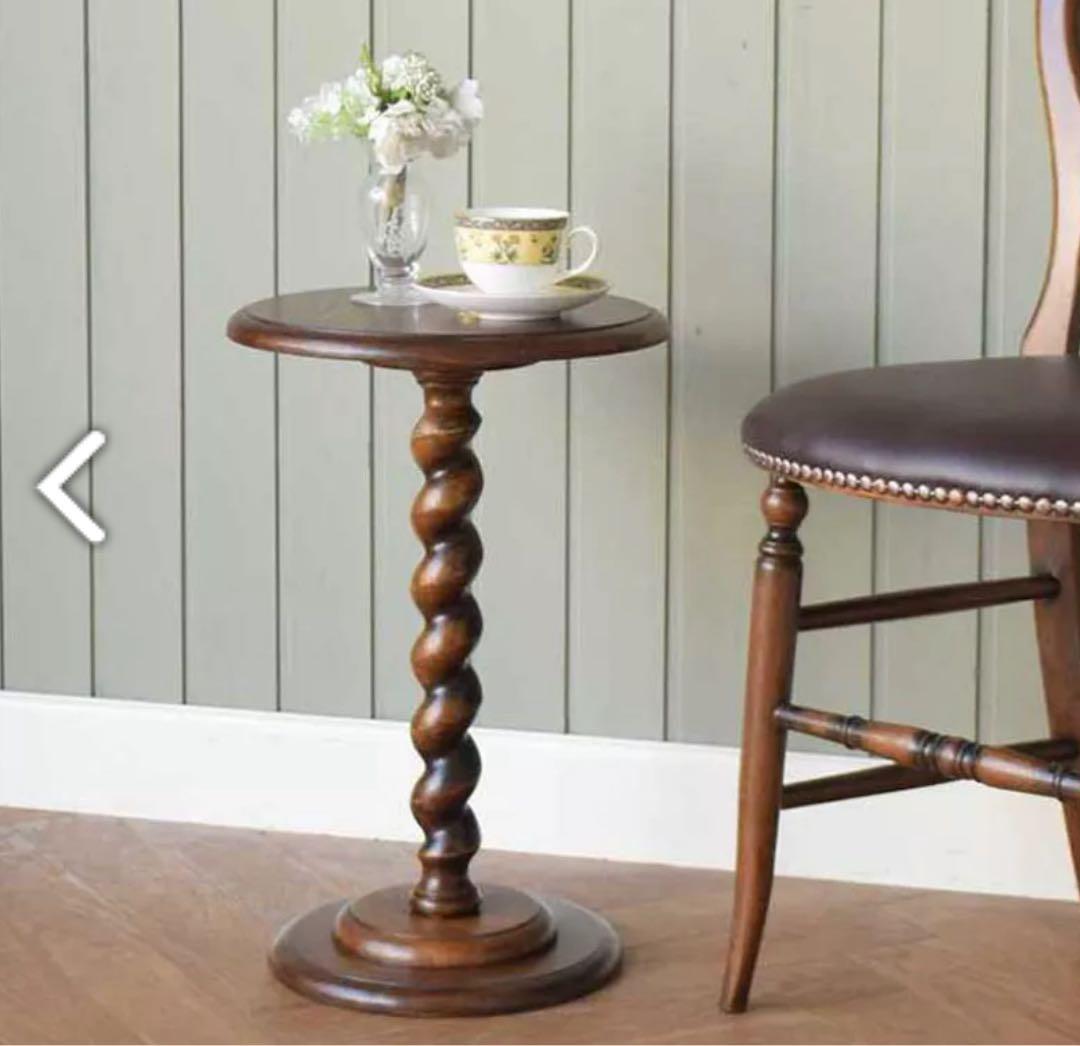 未使用品】アンティーク調 花台 木製 イギリス 丸テーブル - メルカリ