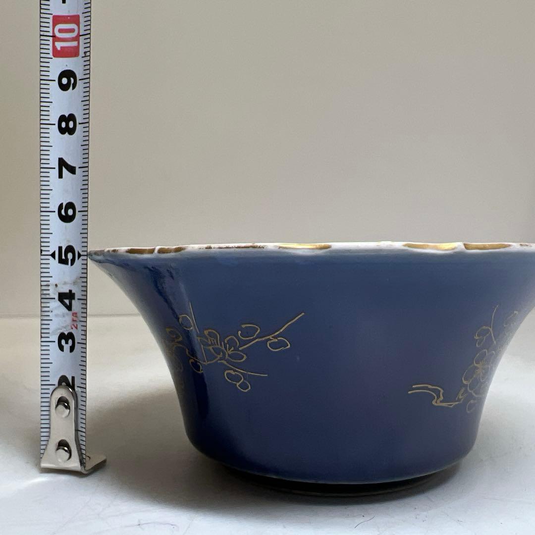 古伊万里 瑠璃金彩 向付5客 直径11.5㎝木箱付タルチ 東