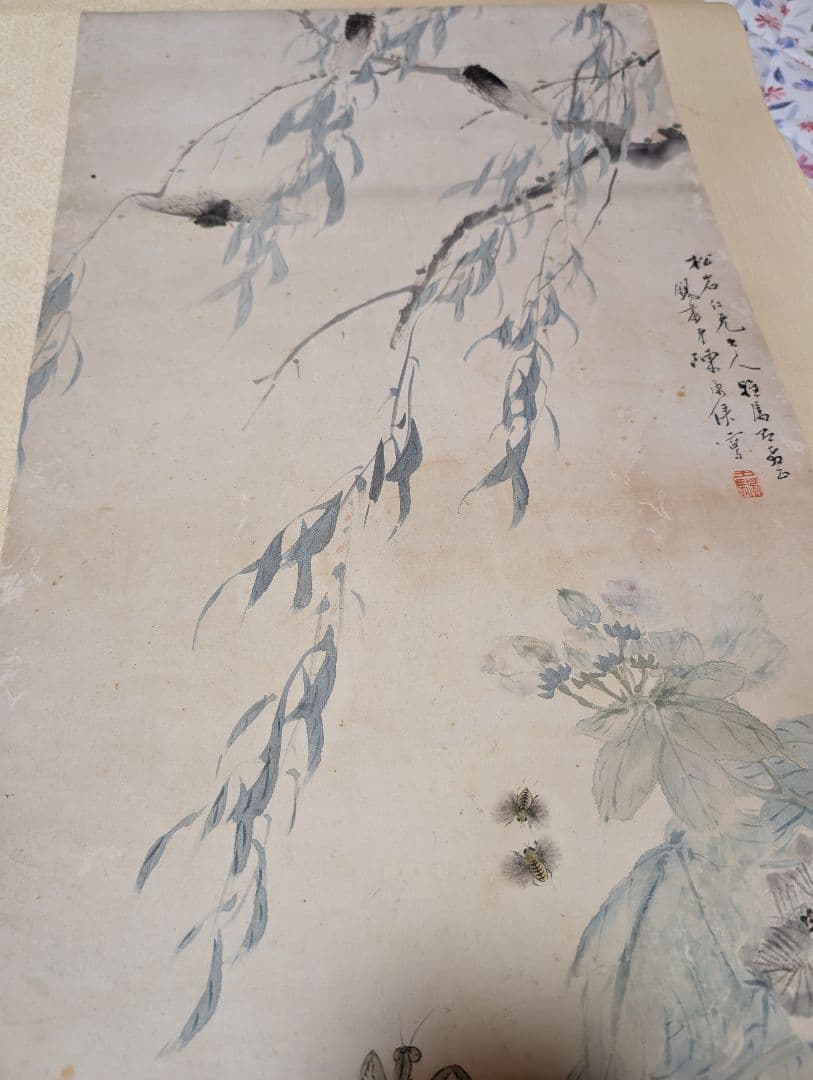 真作】陳康候 花鳥絵 中国書画 紙本肉筆 - メルカリ