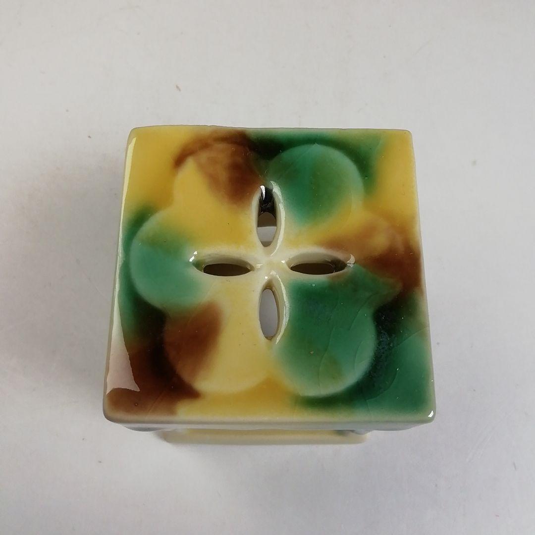 W102 蓋置 『長崎三彩』『天主堂 江口秀山 作』 共箱 茶道具