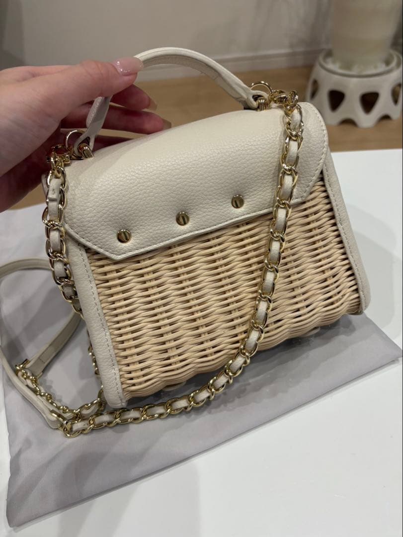 celford ラタンミックスミニバッグ 白 - メルカリ