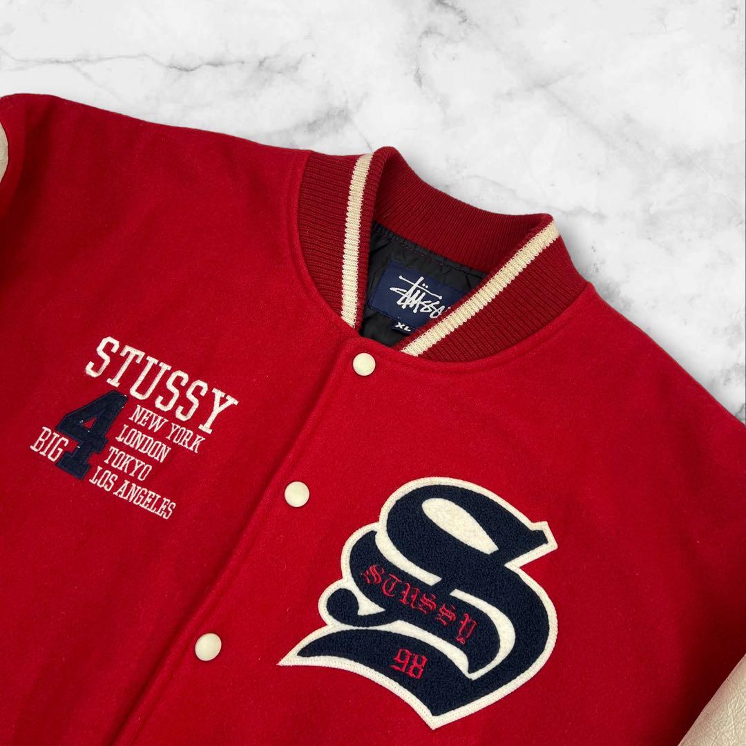 美品 90s STUSSY ステューシー BIG4 スタジャン サイズXL - メルカリ