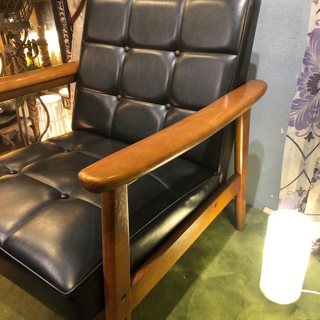 リ*中様 B class カリモク1シーター チェアソファー レトロ ブラック