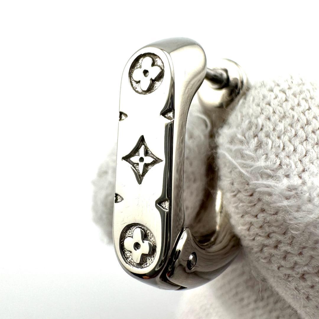 ルイヴィトン M02227 フープピアス・モノグラム チェーン シルバー
