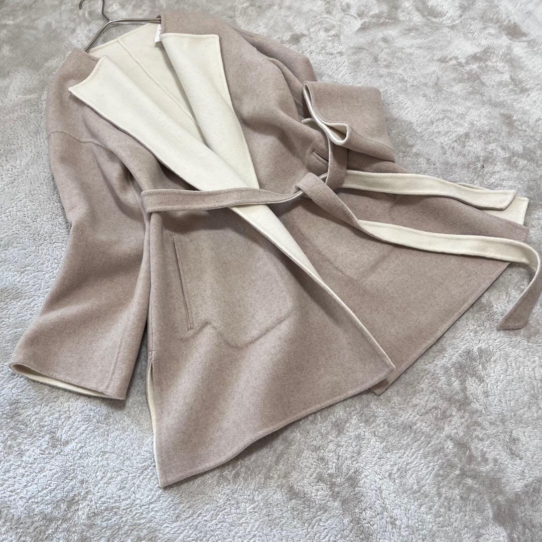 新品 アンタイトル ベルテッド配色ミドルリバーコート ダブルフェイス