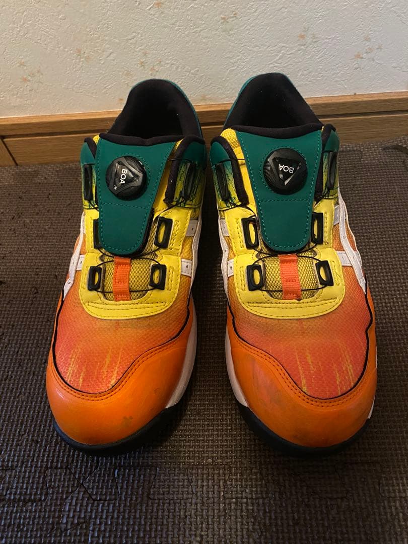 ASICS BOA安全靴 オレンジ/イエロー/グリーン限定色　27.5cm
