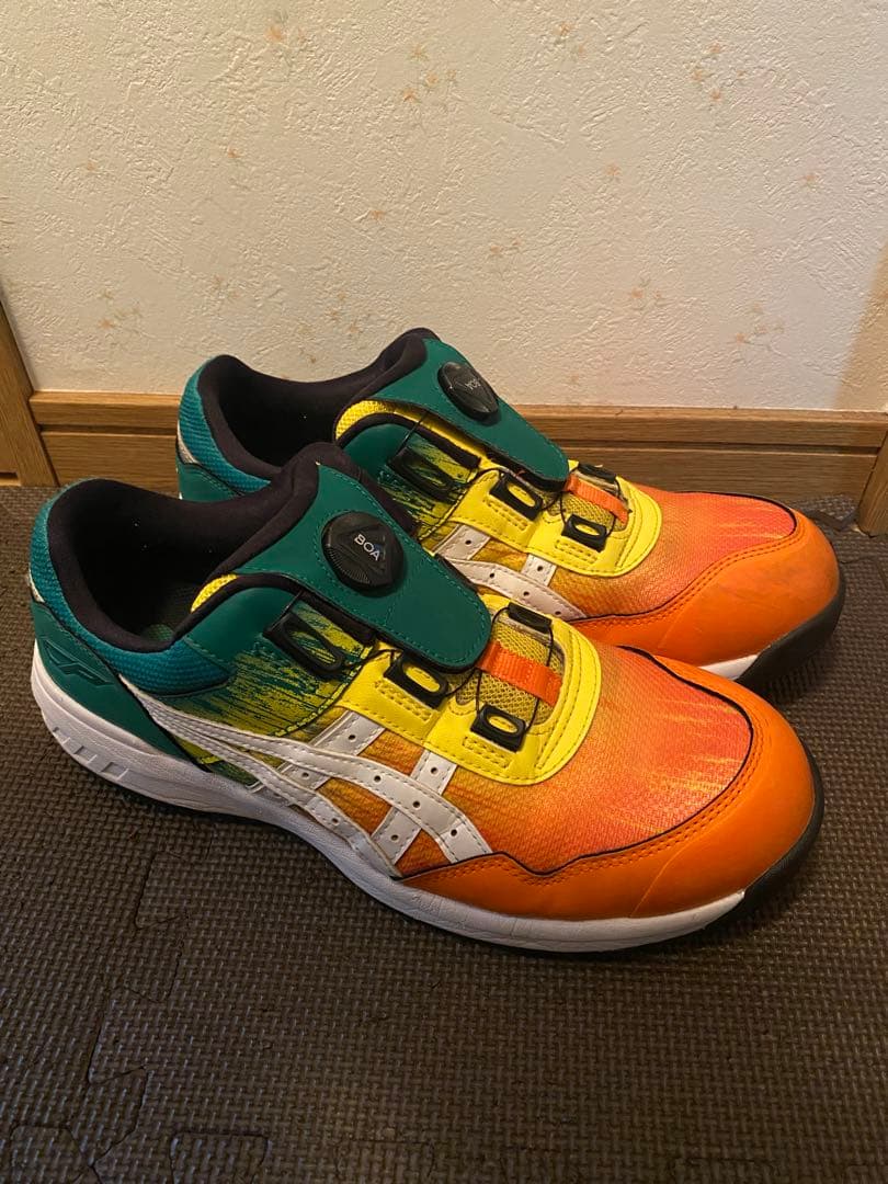 ASICS BOA安全靴 オレンジ/イエロー/グリーン限定色　27.5cm