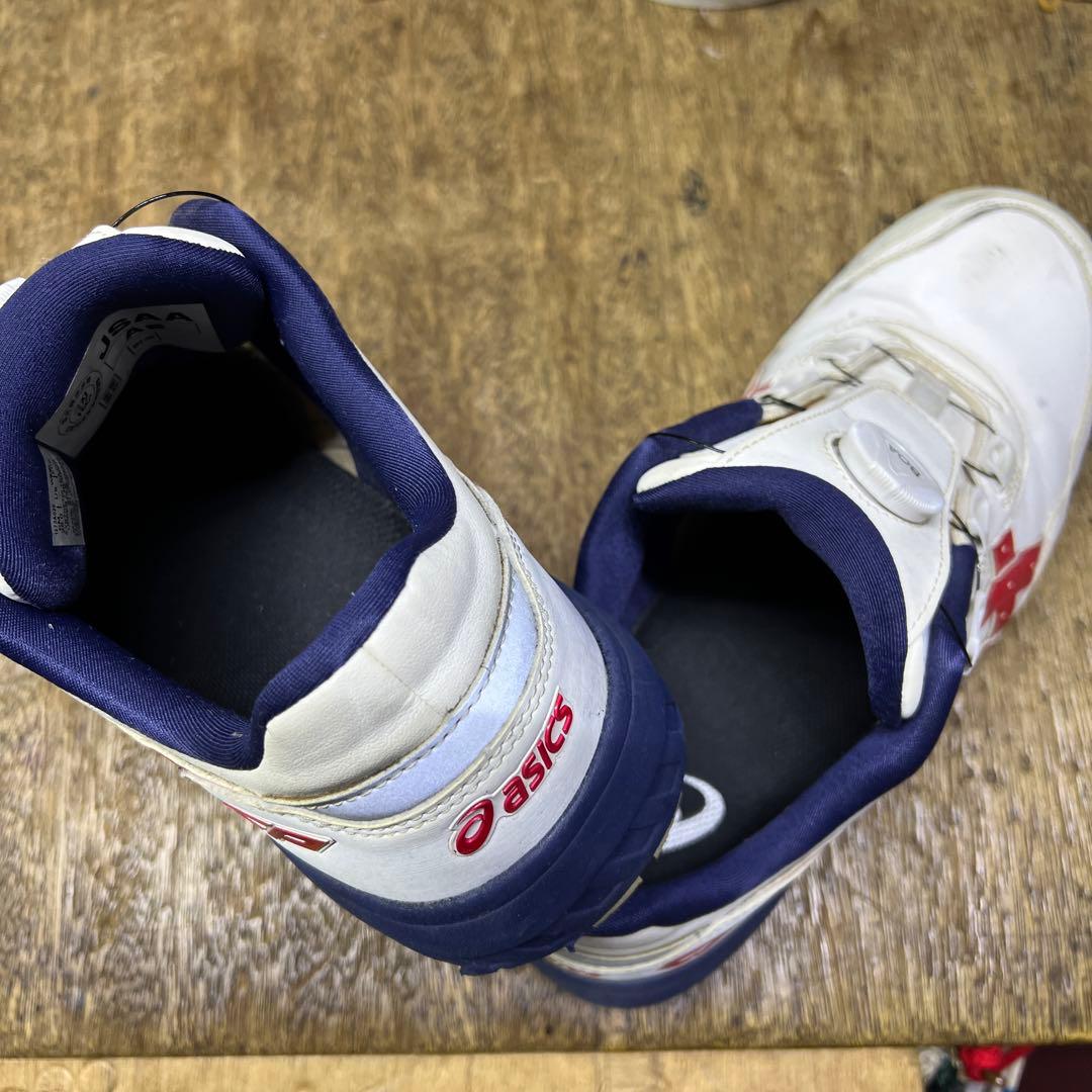 アシックス asics 安全靴 セーフティシューズ 白 紺 赤 26cm BOA