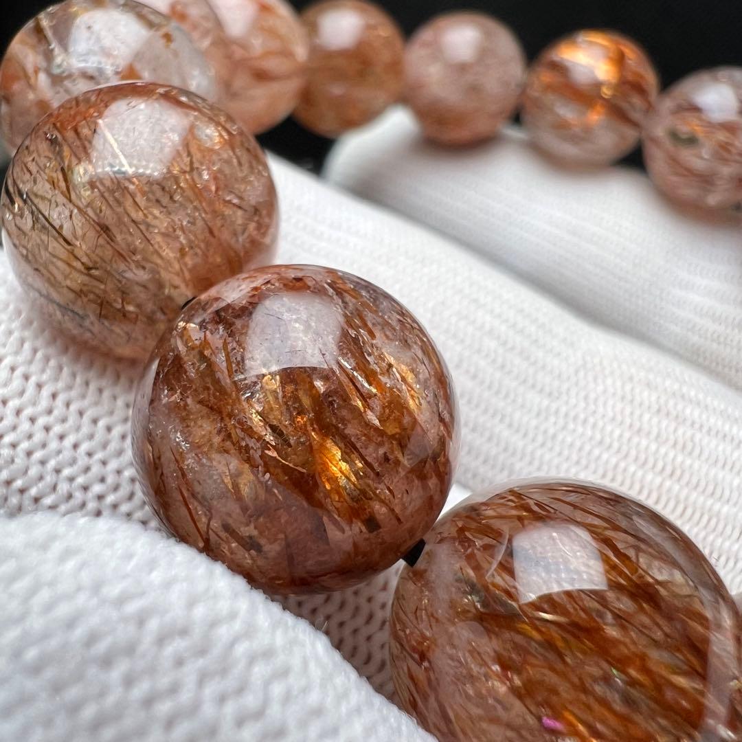 82215】スーパーセブンルチルクォーツ 14.5mm ブレスレット 天然石