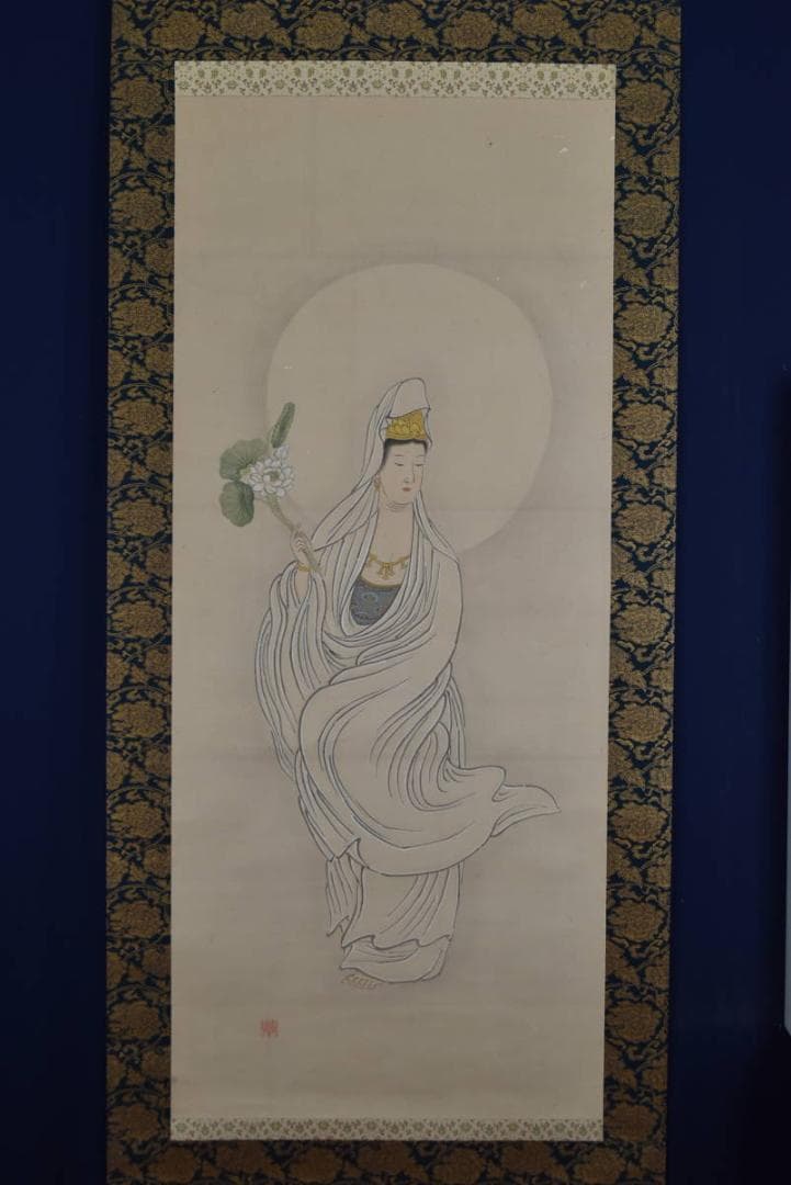 真作】春芳/観音図NO-2、1/掛軸☆宝船☆AB-313