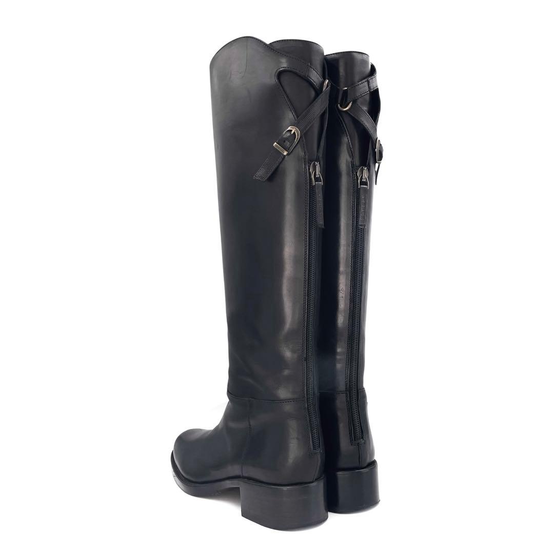 《未使用級》サルトル ロング 乗馬 ブーツ ジョッキー レザー ブラック 黒系