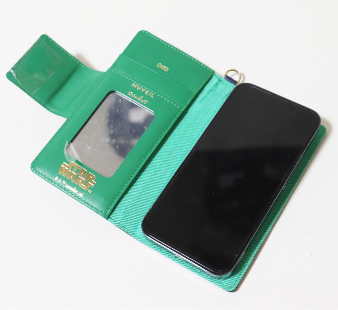 ミュベール×スターウォーズ》未使用 ロゴ総柄 手帳型レザースマホ