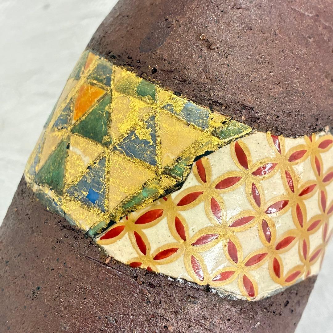 未使用品 【中村梅山】金彩 象嵌色絵 瓶 花瓶 花器 陶器 作家物 - メルカリ