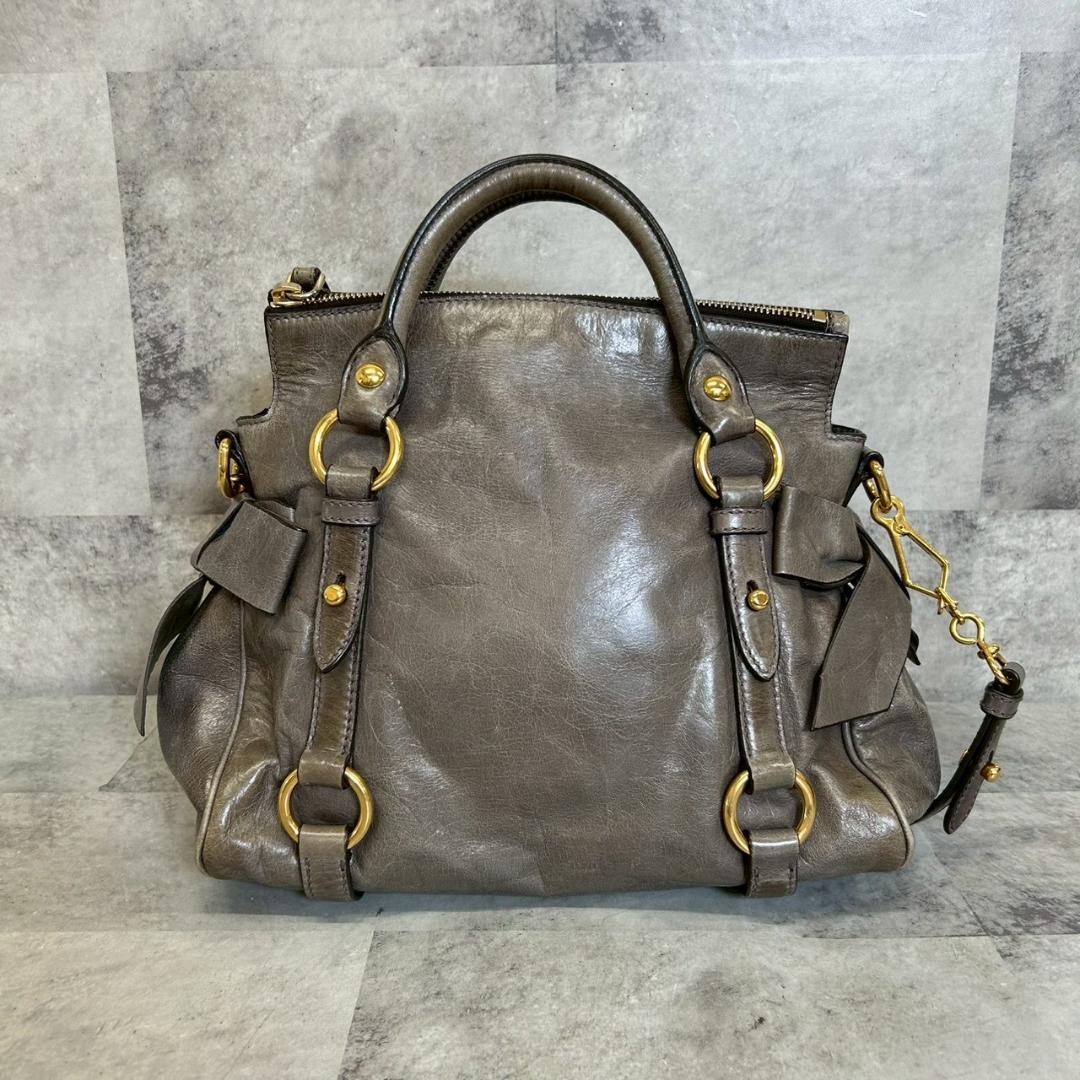 miu miu 2way サイドリボン レザー ショルダーバッグ RG547 - メルカリ