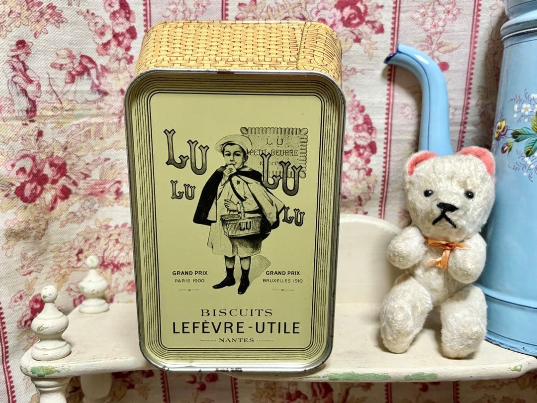 LUビスケット バスケット型ティン缶 パニエ フランスヴィンテージ