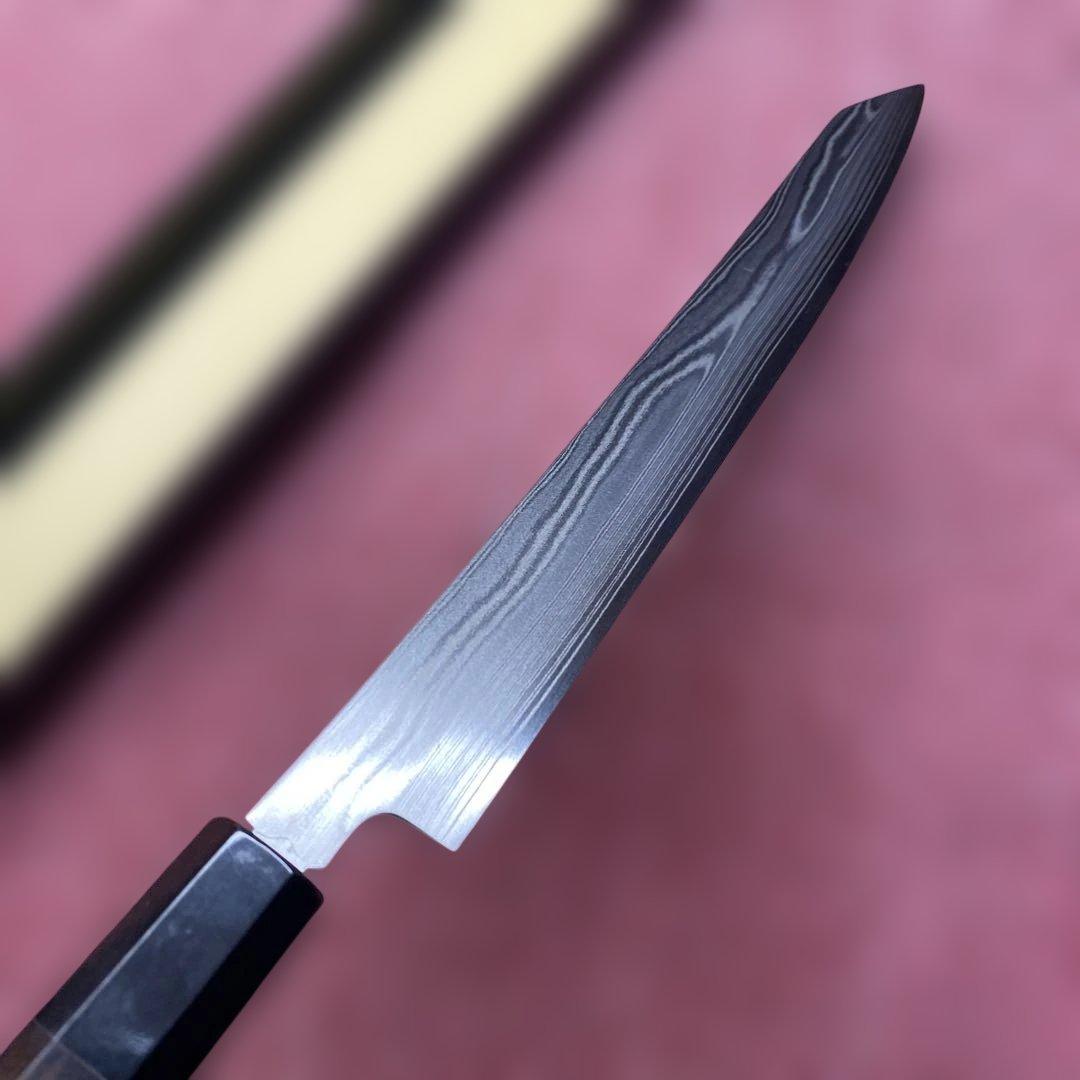 ハイカーボンステンレス鋼 両刃 勘所切付柳刃包丁 225㎜ 7.5寸
