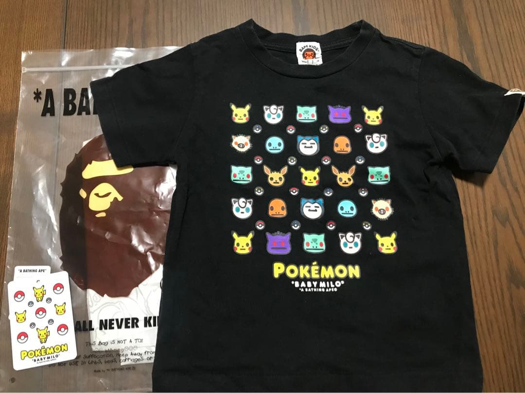 希少品　BAPE KIDS ポケモン　Tシャツ　110cm エイプ ( APE ) × ポケモン ( Pokemon ) Tシャツ パロディ 子供服