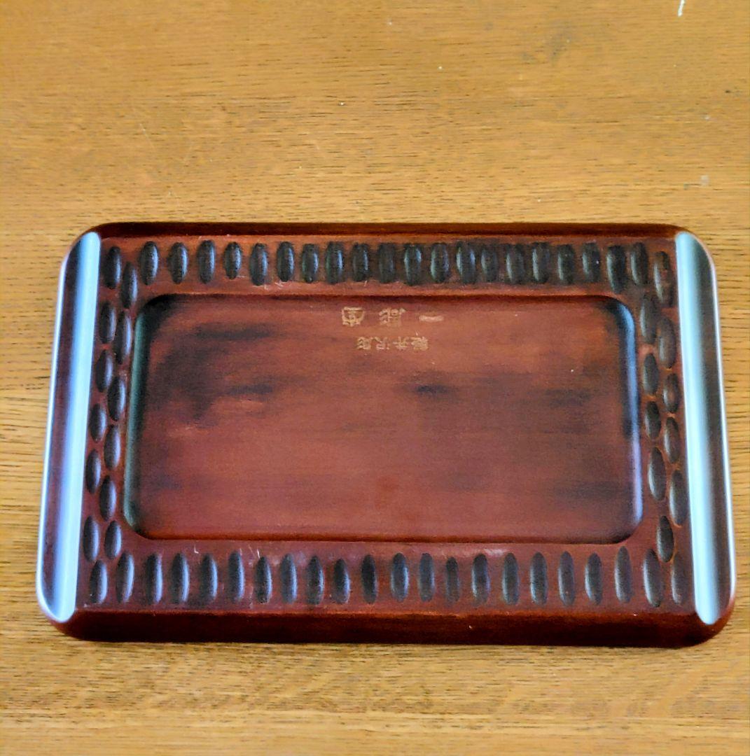 軽井沢彫 木製桜彫刻トレイ 縁彫