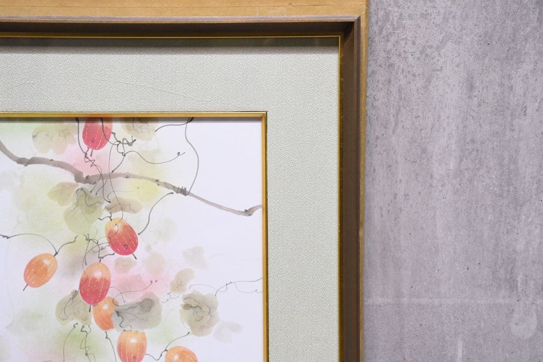 ALK169 佐々木経二 烏瓜 (実) F6号 真作 額装 共箱