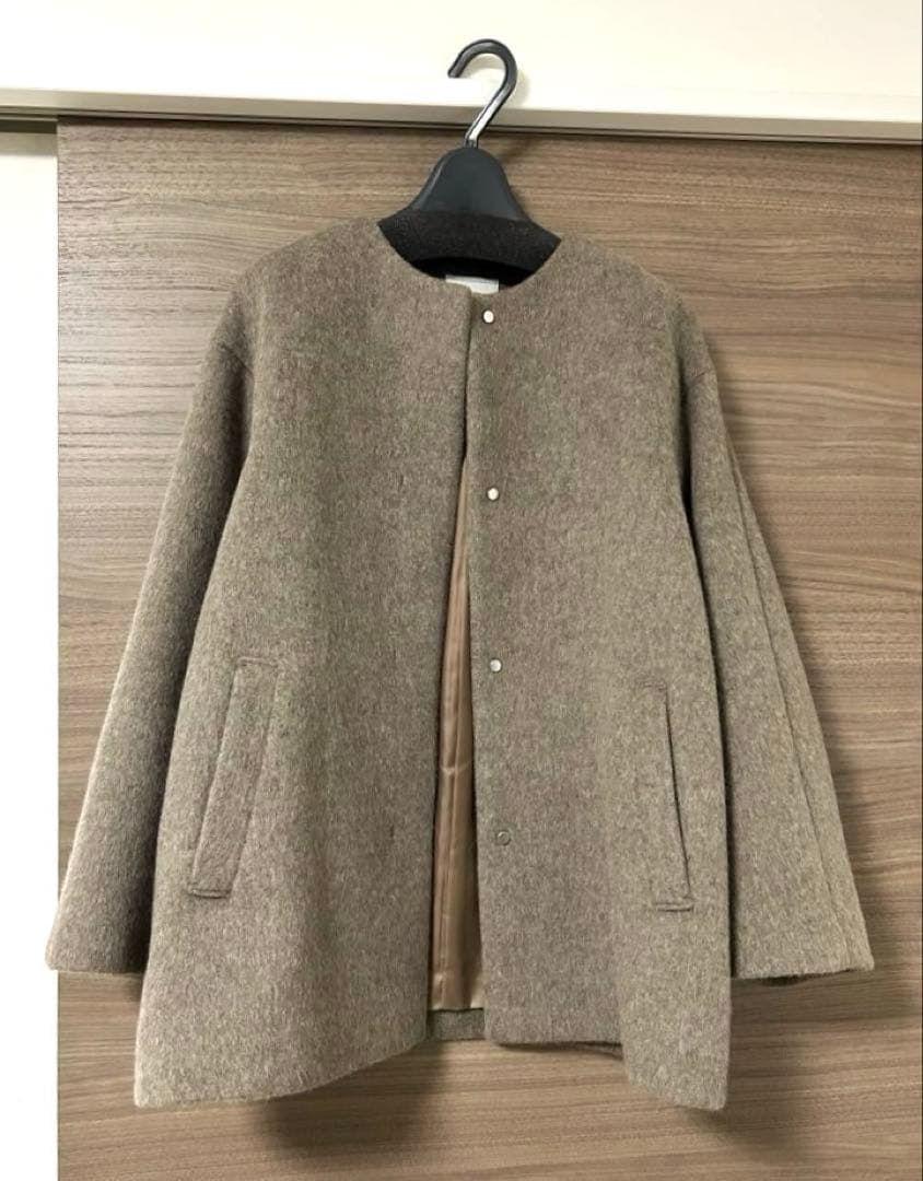 green label relaxingアンゴラビーバーノーカラーミドルコート - メルカリ