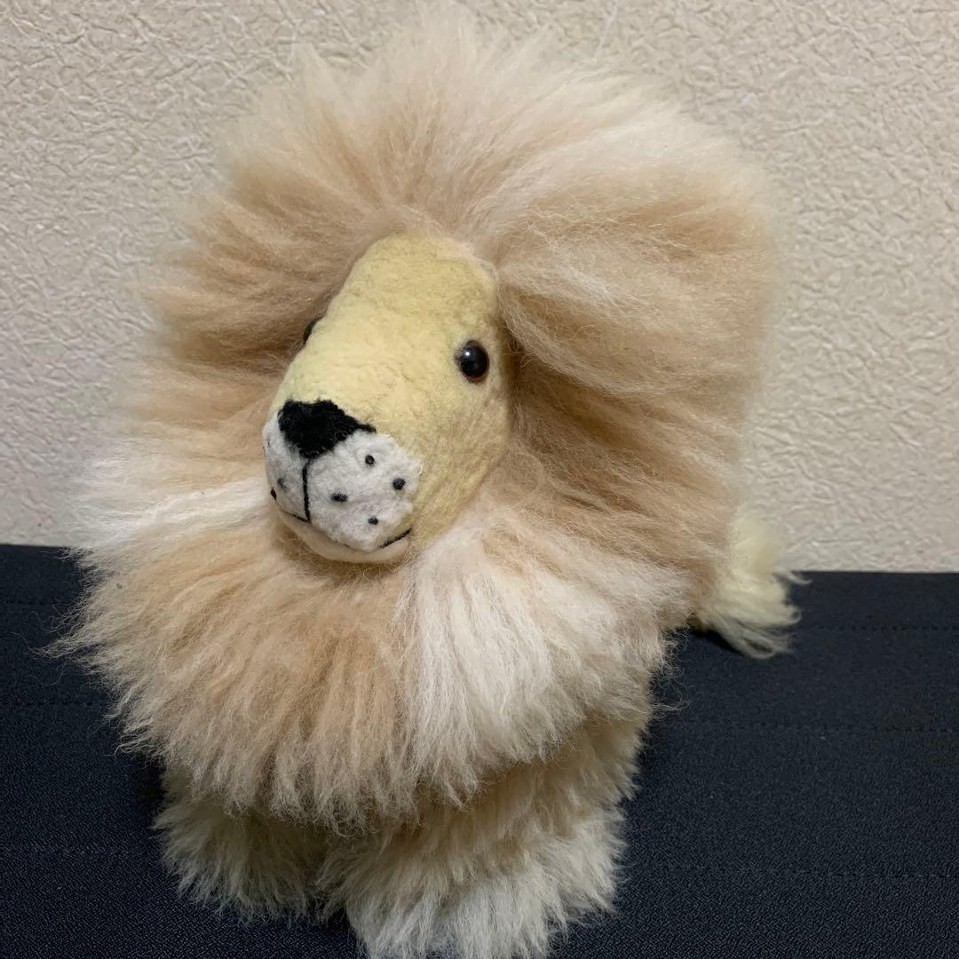 ‼️28cm‼️ ベビーアルパカ100%毛革 自然な色　ライオンぬいぐるみ　人形 28cm‼️ ベビーアルパカ100%毛革 自然な色 ライオンぬいぐるみ 人形
