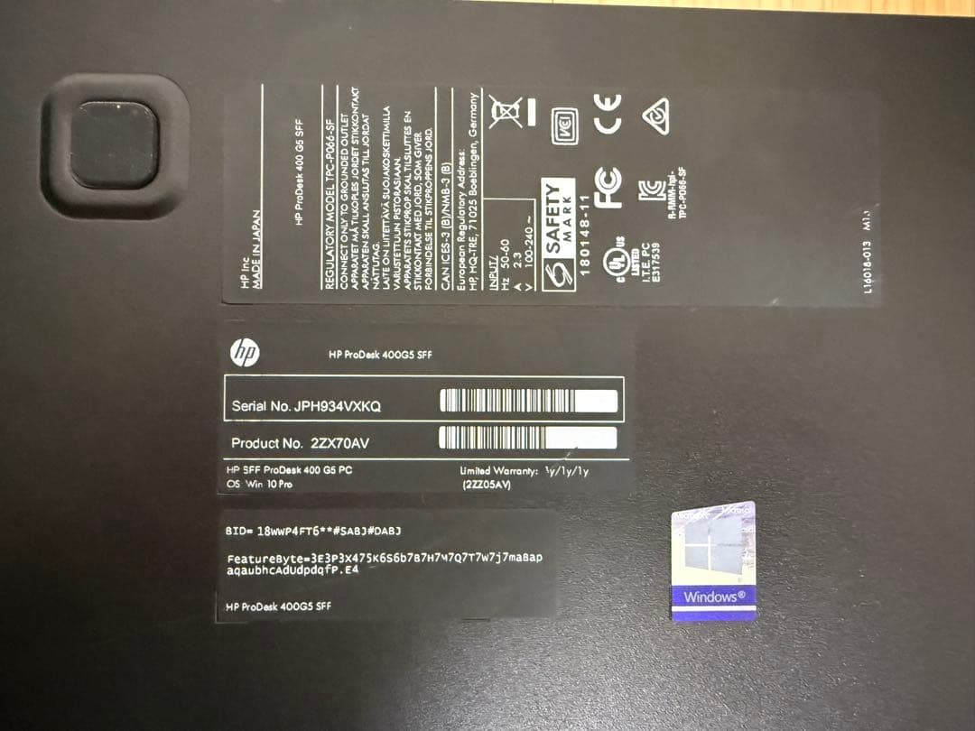 ジャンク】HP ProDesk 400 G5 SFF デスクトップPC