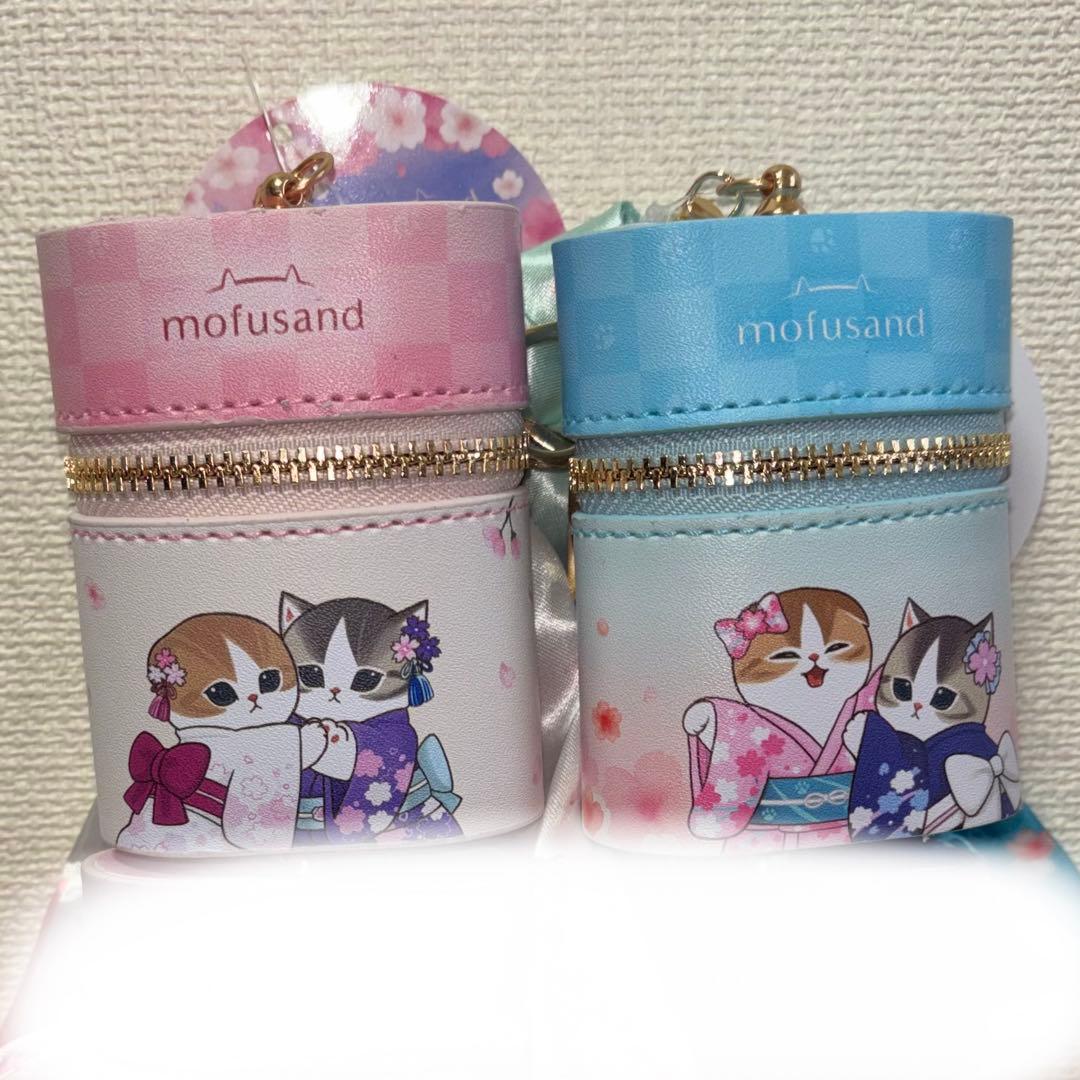 mofusand スカーフチャーム付きポーチ 桜満開 2種セット 着物にゃん