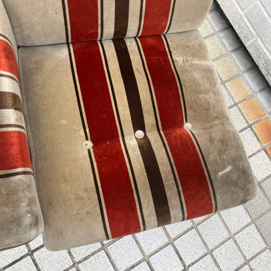 昭和レトロ ベロアストライプソファー 1人掛けソファー アームチェア