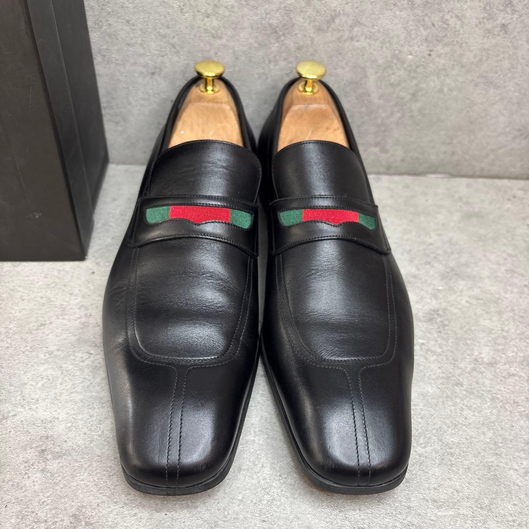 未使用級！GUCCI グッチ シェリーライン スクエアトゥ レザー