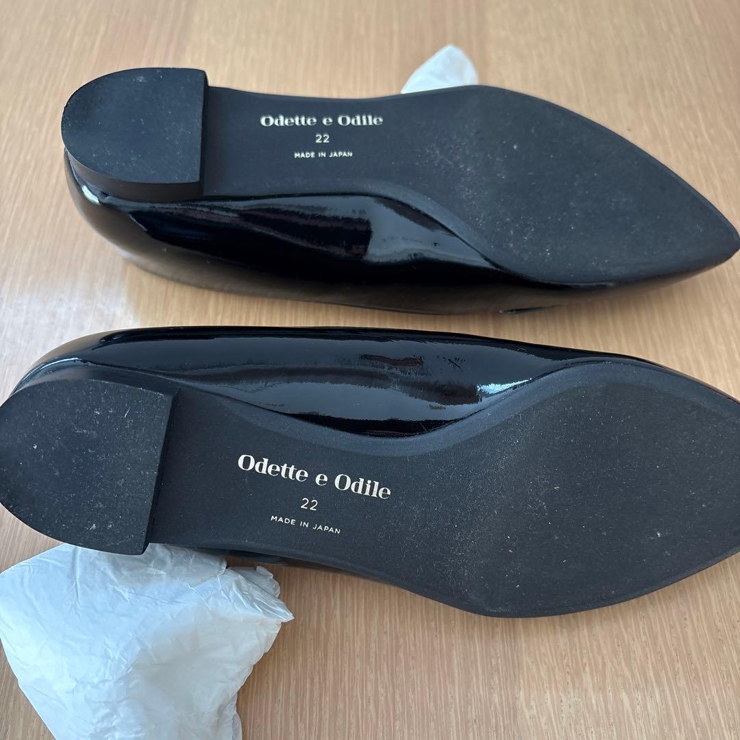 Odette e Odile フラットシューズ エナメル 黒 22cm - メルカリ