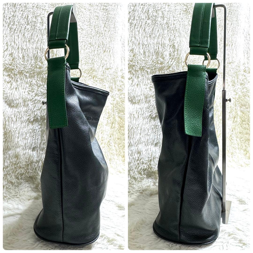 美品✨HINC NUNC ヒンクヌンク ワンショルダーバッグ レザー グリーン