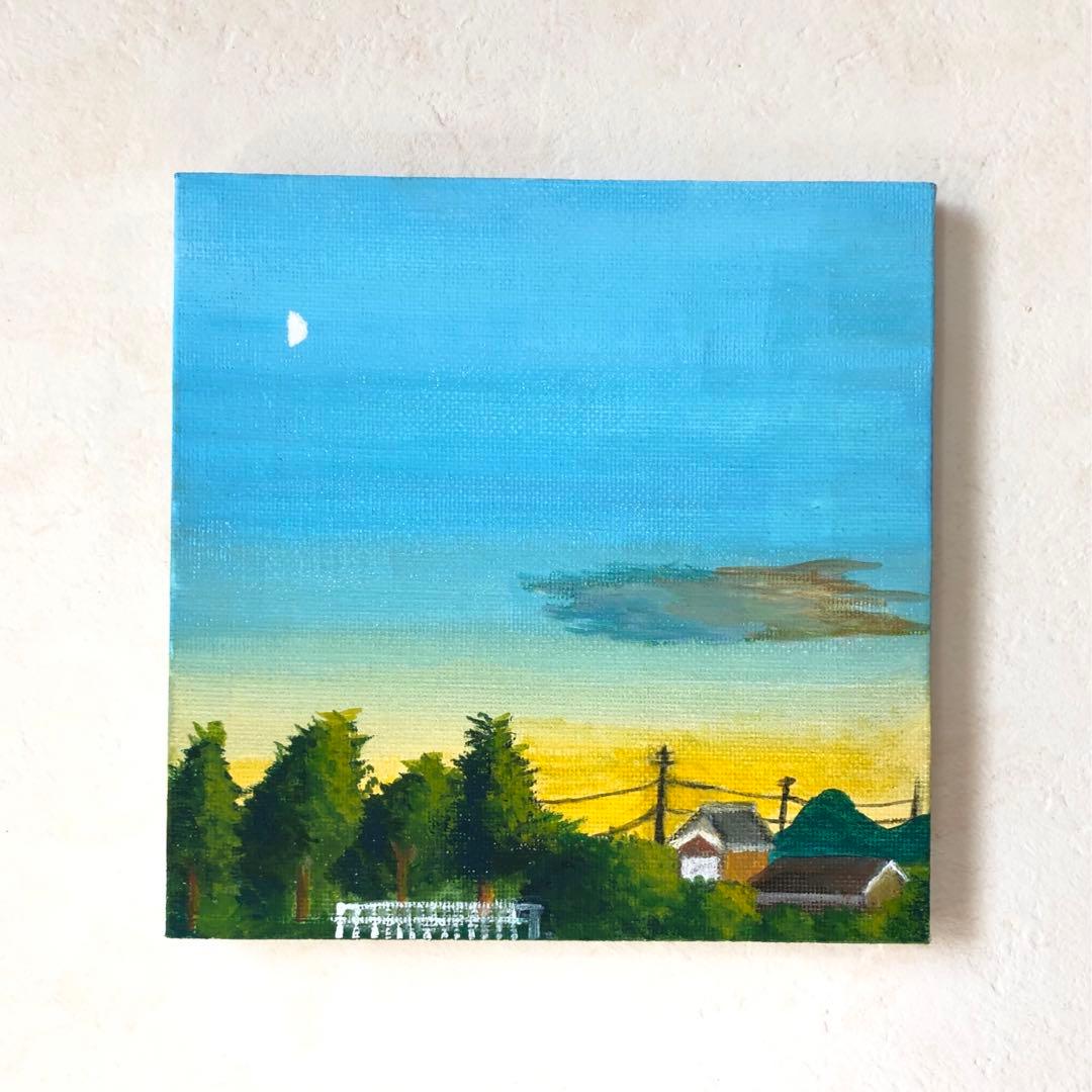 アクリル画 田舎の風景 15cm×15cm キャンバス - メルカリ