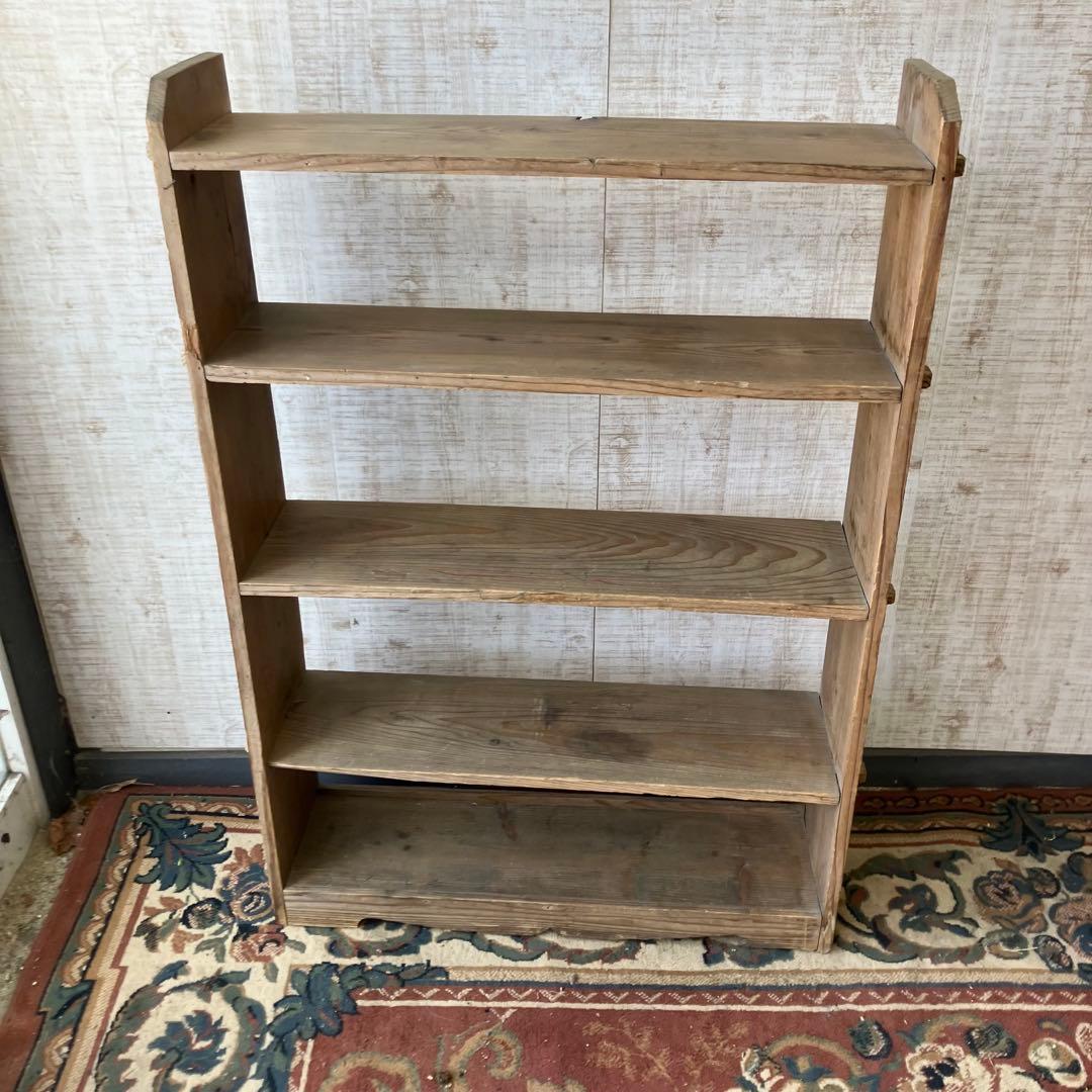 昭和レトロ ミッドセンチュリー くさび型 楔棚 木製飾り棚 オープン