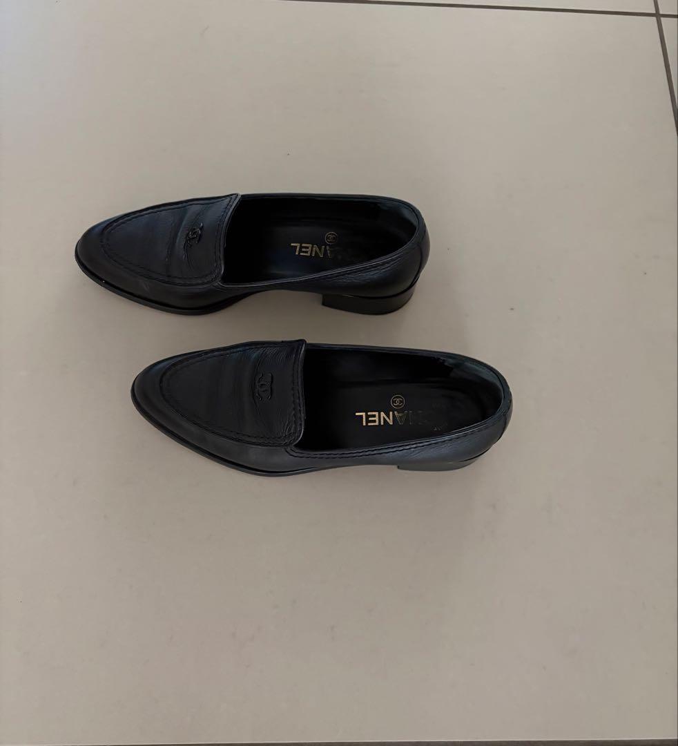 CHANEL ブラックレザー ローファー - メルカリ