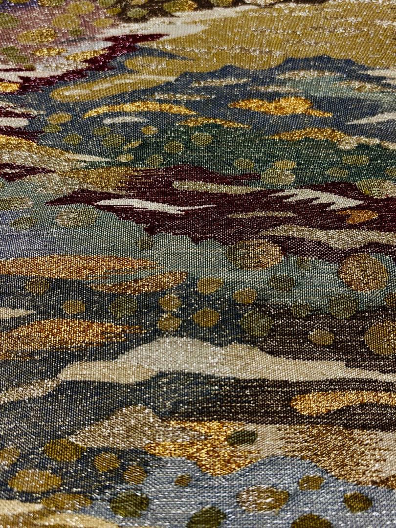 美品】袋帯 明綴 水面 紫グラデーション キラキラ お太鼓柄 - メルカリ