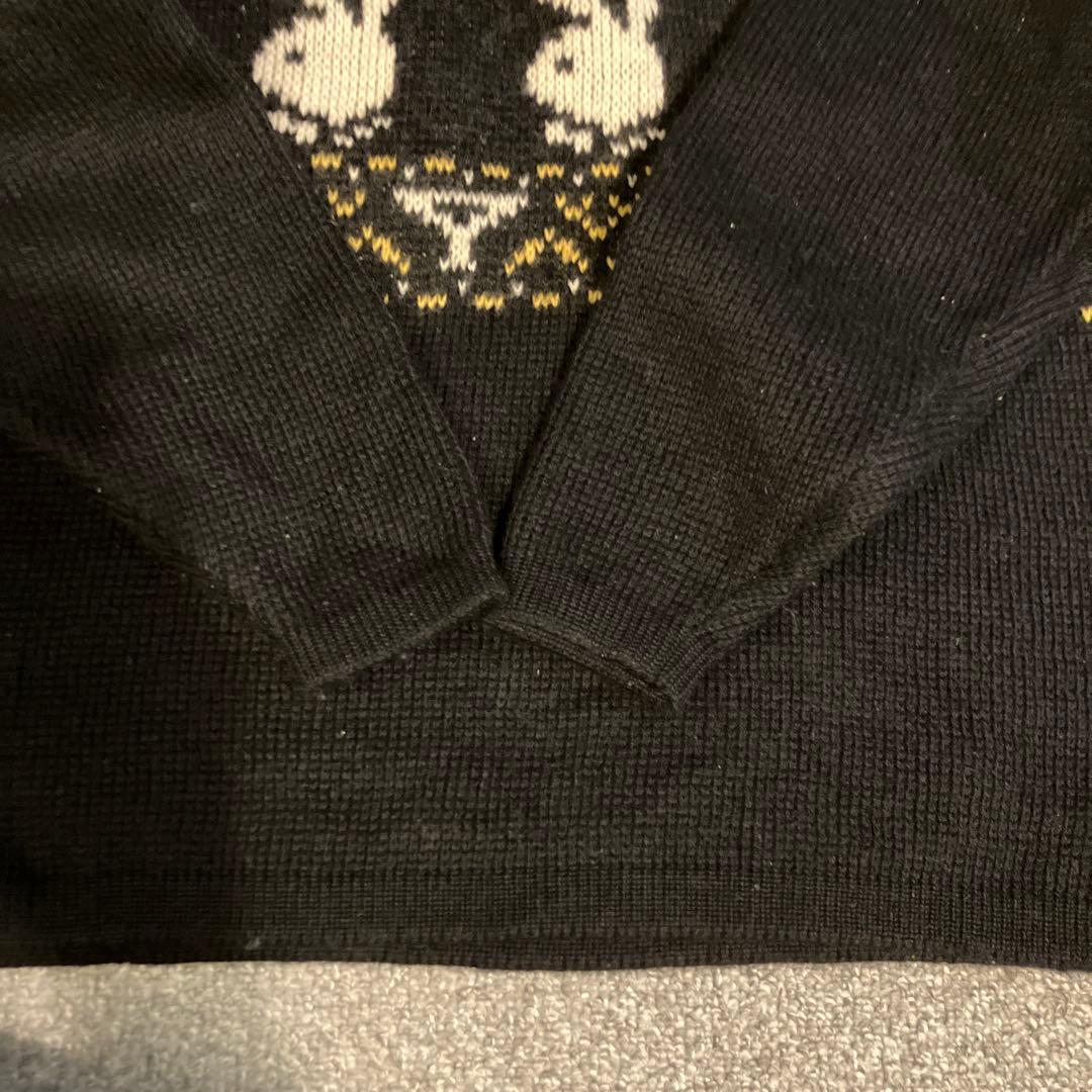 希少 Lサイズ 美品 古着 80's プレイボーイ ウール ニット セーター 黒